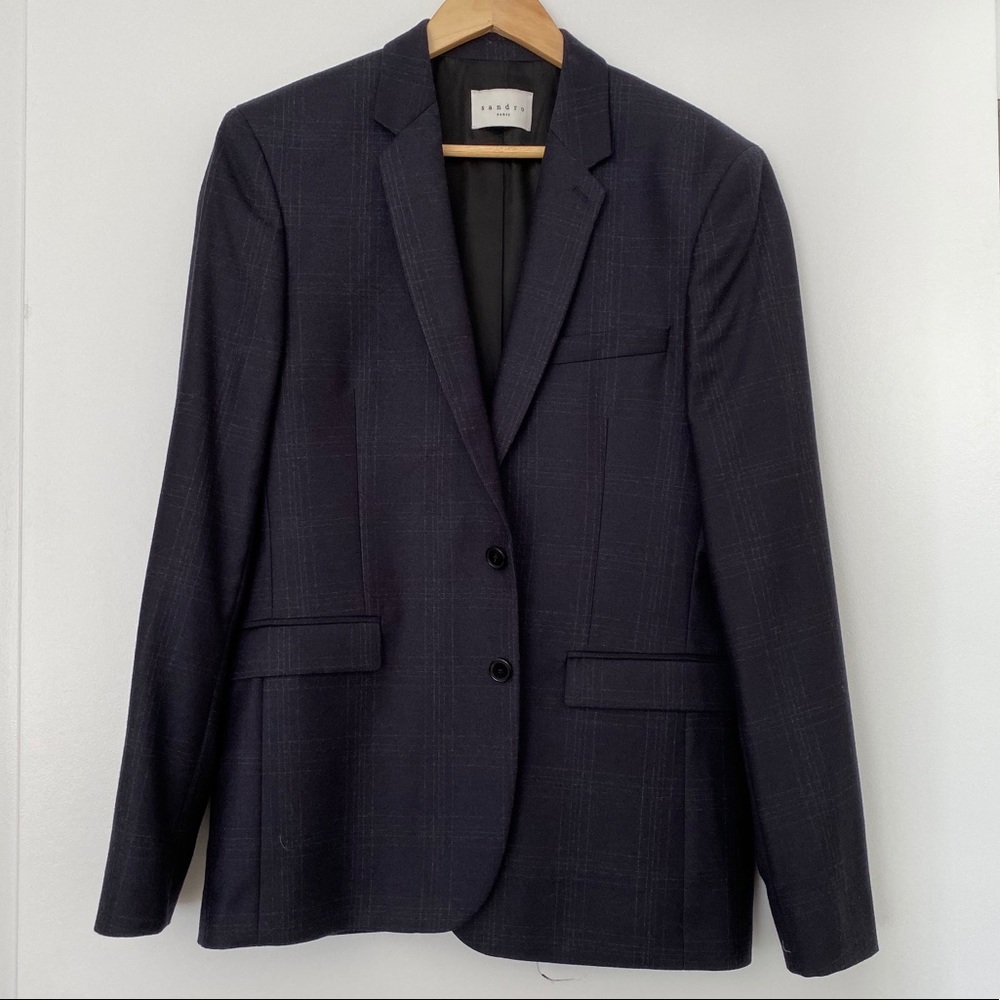 Sandro Navy Blue Wool Blazer